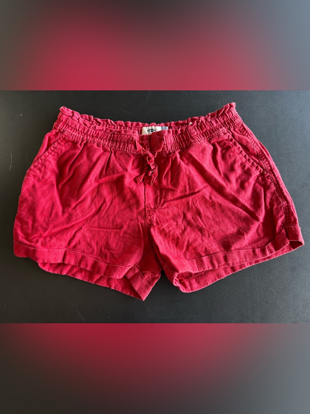 Old Navy Women's Red High-Waist Drawstring Shorts